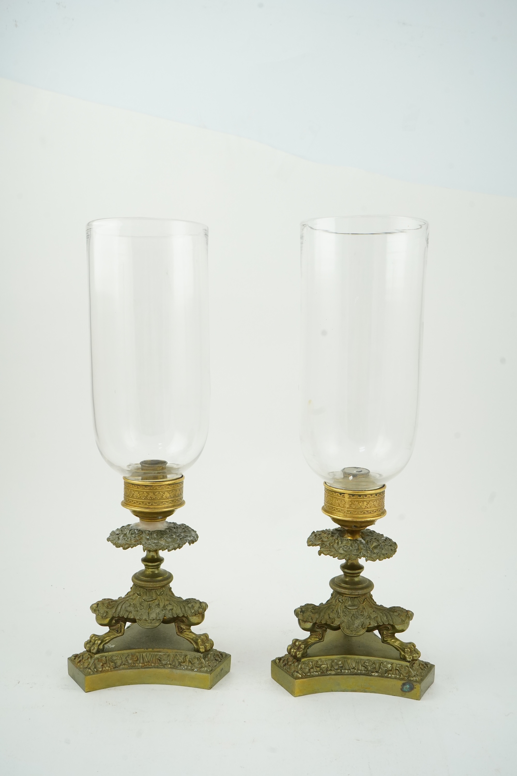A pair of Empire style ormolu storm lanterns, 19th century